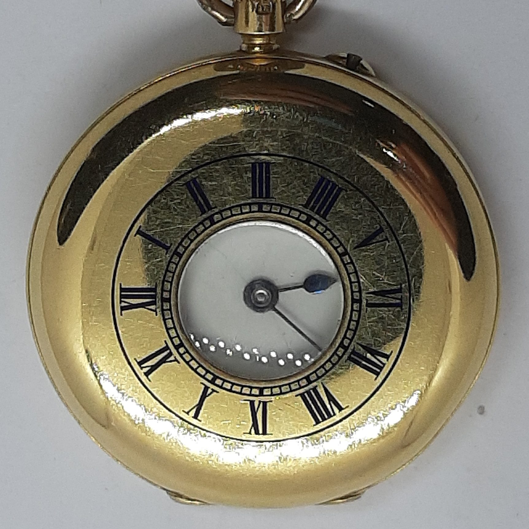 gold half hunter pocket watch